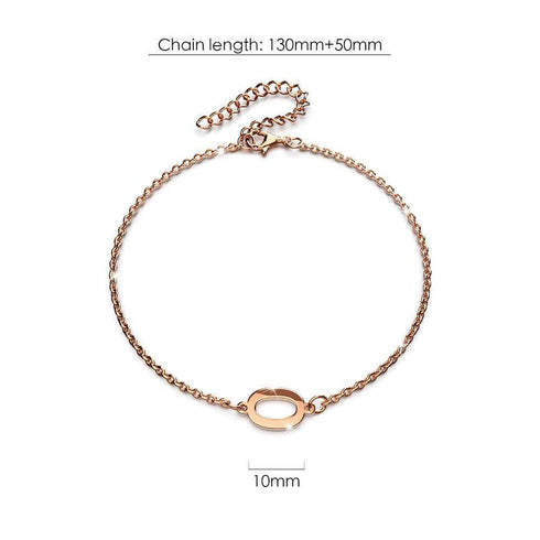 Bold Alphabet Letter Initial Charm Bracelet in Rose Gold Tone